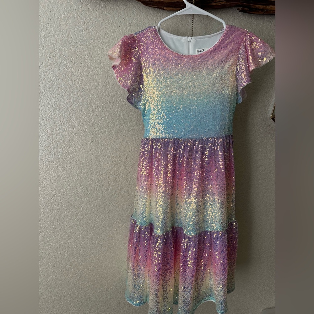 Grace Karin Glittery Multicolor Kids Dress